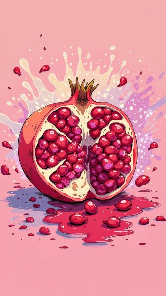 Сочный гранат: яркие цвета и игривый дизайн. Изображение из нейронной сети Flux 1