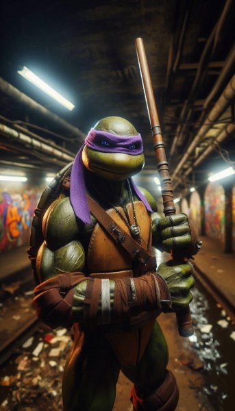 Донателло: приключения в мрачных недрах города и дерзкий дух черепашек ниндзя. Нейросеть Dalle