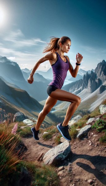 Бег по горам: энергия и свобода движения в лучшем виде. Картинка из нейронной сети Dalle-3