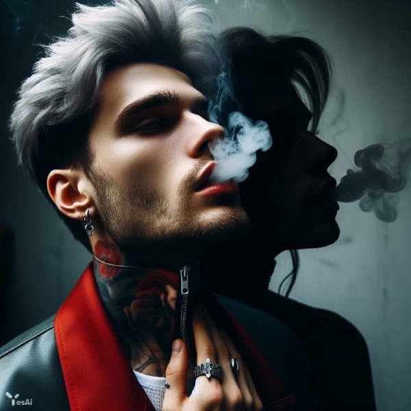 Серый дым и темные тени: фото в стиле двойной экспозиции с драматическим эффектом. Генерация из нейронной сети Dalle-3