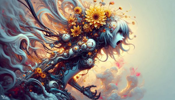 Тень и свет: фрактальная готика в стиле киберпанк и стимпанк. Изображение из нейросети Dalle 3