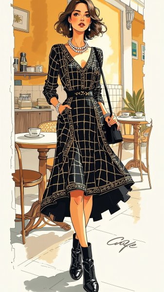 Изысканная элегантность: стиль Коко Шанель и Мюччи Прада в современном образе. Картинка из нейросети Flux