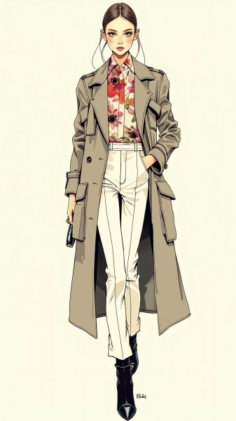 Элегантность в деталях: мода, вдохновленная авангардом и нежностью акварели. Картинка из нейронной сети Flux 1