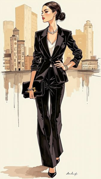 Элегантность Chanel и простота Armani: стильный городской образ. Изображение из нейронной сети Flux Ai