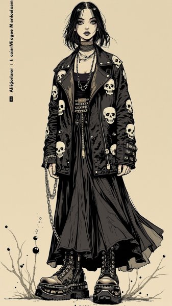 Гот-девочка: сплав МакКвина и Оуэнса в мрачной эстетике. Изображение из нейронной сети Flux 1