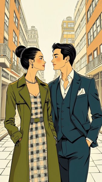 Модный дуэт в городском стиле: элегантность и минимализм. Картинка из нейросети Flux