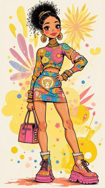 Яркая бимбо: уверенность, стиль и беззаботность в пастельных тонах. Нейросеть Flux.1