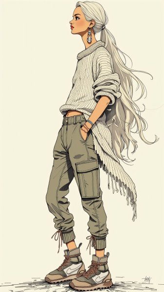 Белая прядь: городская элегантность и вдохновение моды. Картинка из нейросети Flux