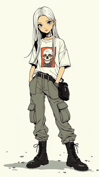 Модный образ: сочетание уличного стиля и художественной свободы. Генерация из нейросети Flux