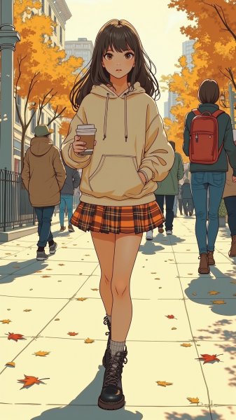 Осенний стиль городской элегантности и комфорта. Генерация из нейросети Flux