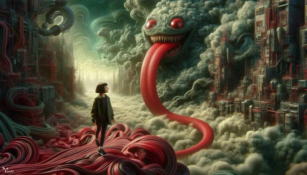 Фрактальный мрак: киберпанк и демон в акварели. Генерация из нейронной сети Dalle