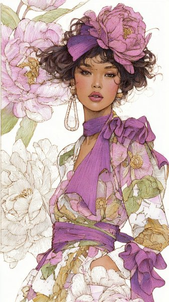 Сочетание романтики и скульптурности: иллюстративное вдохновение моды. Генерация из нейросети Midjourney