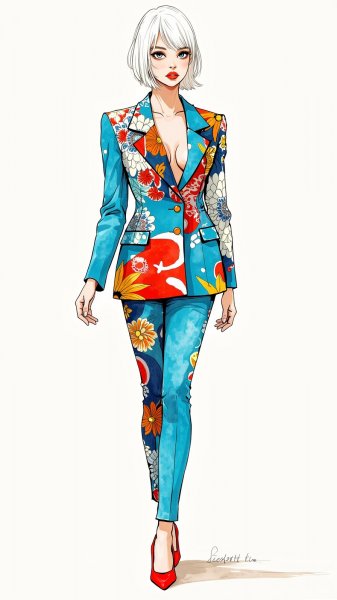 Поп-арт шик: армани и скотт в цифровой акварели. Картинка из нейросети Flux.1