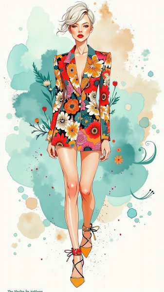 Яркий букет в минималистичном стиле: мода и искусство. Нейросеть Flux Ai