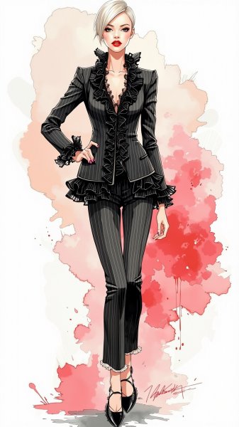 Смелый стиль: панк-рок и романтика в одном образе. Картинка из нейросети Flux Ai