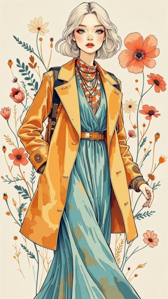 Этрусский минимализм: мода, вдохновленная яркими красками и элегантной сдержанностью. Изображение из нейронной сети Flux Ai