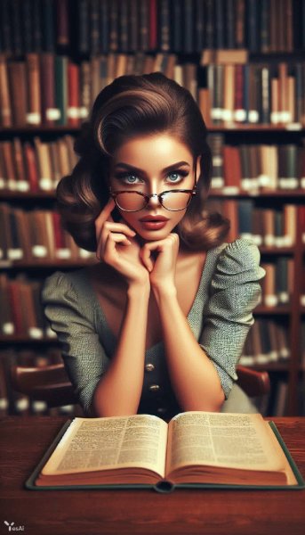 В библиотеке: взгляд сквозь время и страницы истории. Картинка из нейронной сети Dalle 3