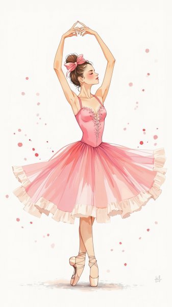 Грациозная балерина в розовом танце: нежность и спокойствие. Изображение из нейронной сети Flux