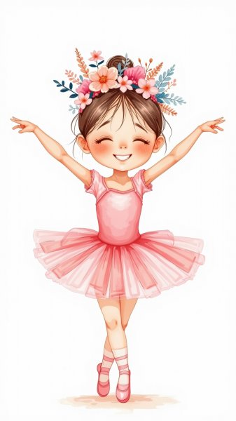 Зачарованная балерина в розовом: сказочный образ юной танцовщицы. Нейросеть Flux 1