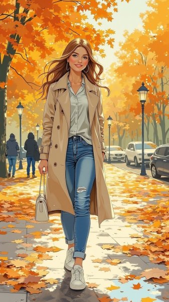 Осеннее настроение в парке: романтика и уютные детали городского стиля. Генерация из нейронной сети Flux 1