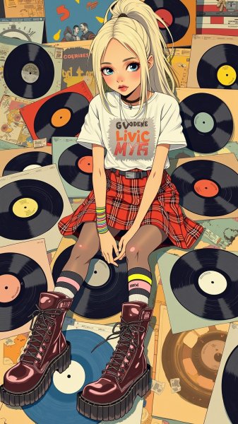 Гранж-шик: ностальгия в винтажной атмосфере с яркими деталями и стильным настроением. Нейросеть Flux 1