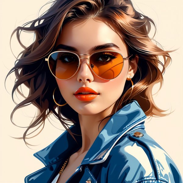 Модный портрет девушки в солнцевых очках: иллюстрация путешествий и стиля. Генерация из нейросети Stable Diffusion