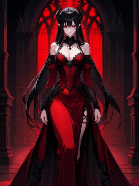Загадочная вампирша в готическом величии и мрачной красоте. Картинка из нейросети Qwen Image