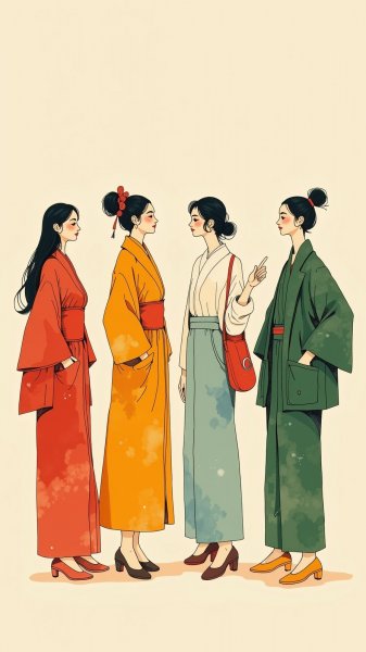 Женщины в ярких нарядах: наивное искусство и взаимодействие со зрителем. Нейронная сеть Flux.1