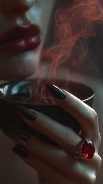 Загадочная элегия: Черный цвет, красный дым и страсть. Генерация из нейронной сети Midjourney