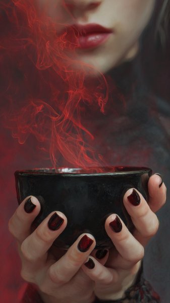 Чёрный кофе и тайна: завораживающий момент в движении. Изображение из нейронной сети Миджорни