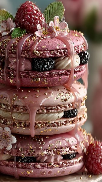 Ягодный десерт в розовых тонах: наслаждение вкусом и цветом. Картинка из нейронной сети Midjourney