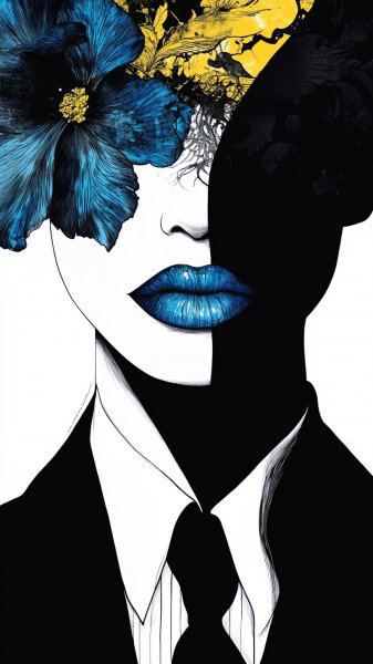 Элегантный образ в черном смокинге с яркими акцентами. Генерация из нейронной сети Миджорни