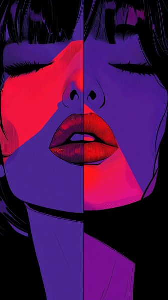 Лицо в полосах: геометрия цвета и контраста. Картинка из нейронной сети Midjourney