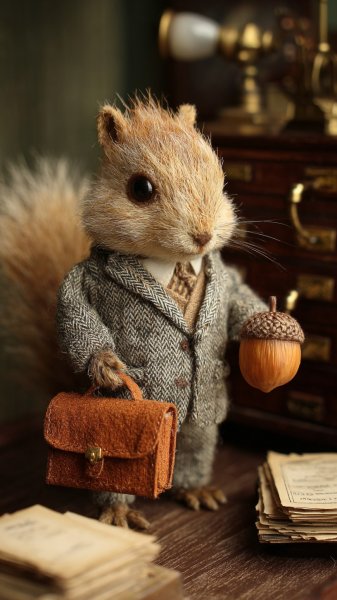 Белка в костюме – примерчик делового успеха и вдохновения для маленьких офисных будней. Изображение из нейронной сети Midjourney
