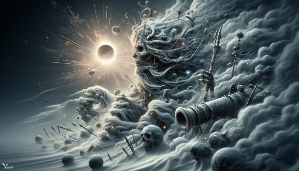 Злая марсианская принцесса в снежном апокалипсисе. Изображение из нейронной сети Dalle