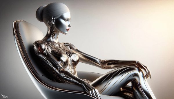 Металлик и элегантность: футуристический портрет юной девушки в стиле Ли Богл. Картинка из нейросети Dalle