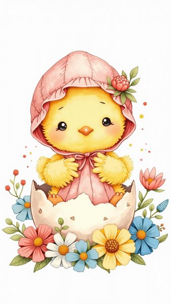 Милый желток вылупляется из яйца в нежном стиле амигуруми. Картинка из нейронной сети Flux Ai