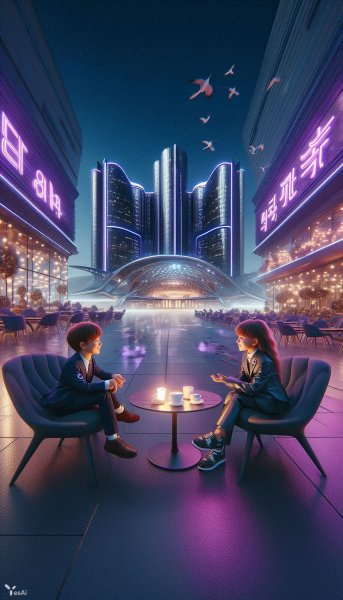 Вечер в Детройте: бизнес и неоновые огни будущего. Нейросеть Dalle-3