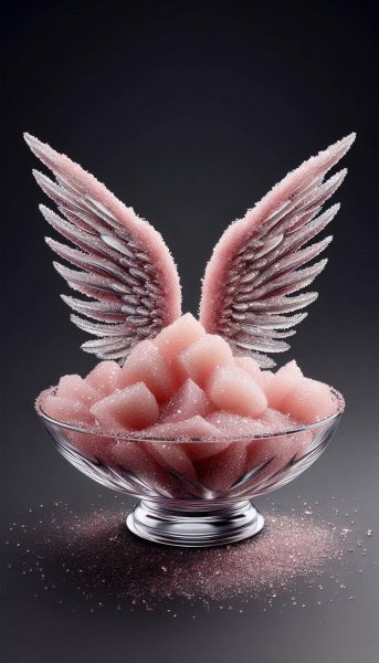 Розовые крылья ангела в сахарной глазури: изысканная деталь. Изображение из нейросети Dalle-3