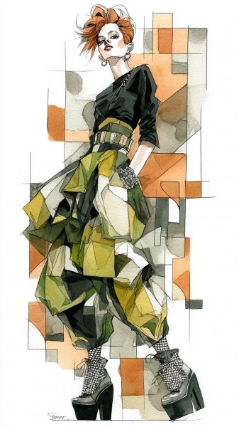 Модный бунт: смелый образ в стиле авангард. Нейросеть Midjourney