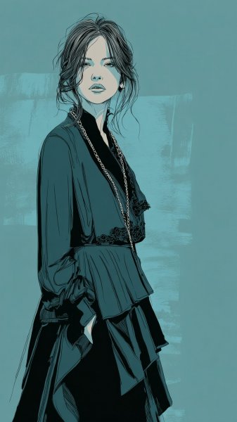 Эмо-девушка в стиле Zentangle: Мрачная элегантность и трансцендентная красота. Картинка из нейросети Midjourney