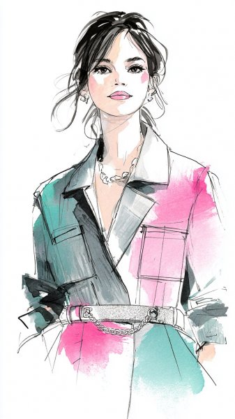 Модный образ: сочетание классики и авангарда в ярких тонах. Изображение из нейронной сети Midjourney