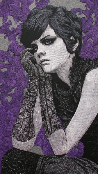 Меланхолия готики: искусство чернил и футуристический силуэт. Картинка из нейросети Миджорни