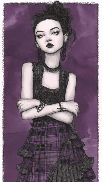 Готическая красотка в стиле гранж: сочетание Dior и Vivienne Westwood. Картинка из нейронной сети Midjourney