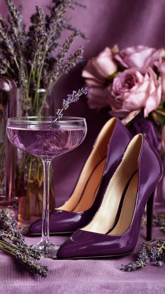 Изысканный образ: туфли на каблуке и фиолетовый акцент. Нейронная сеть Миджорни