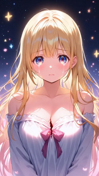 Сломанное сердце и светящиеся слёзы: нежная иллюстрация в пастельных тонах. Картинка из нейронной сети Qwen