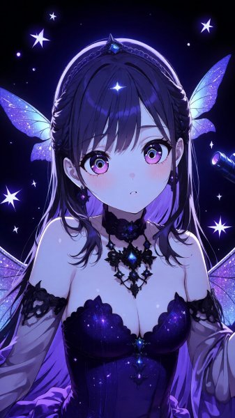 Загадочная фея-вампир: звездные тайны и темный замок. Генерация из нейронной сети Qwen