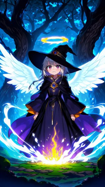 Ведьма под пологом древних деревьев: магия земли и небесная благодать. Картинка из нейросети Qwen images Ai