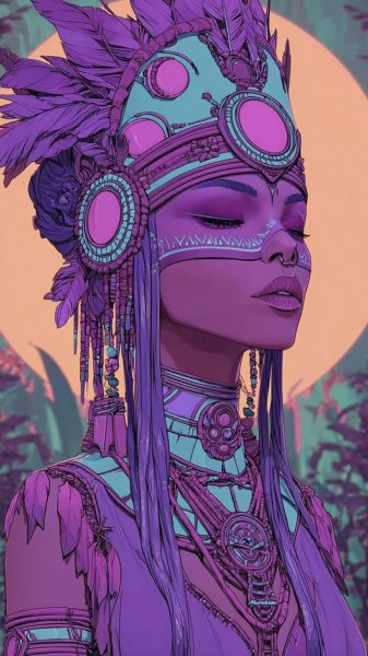 Шаманская красотка: яркий образ и загадочная сила. Изображение из нейронной сети Midjourney