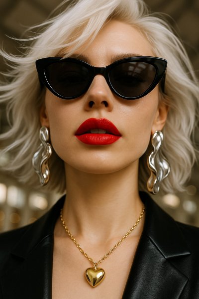 Роскошь и стиль: портрет женщины в красном и золоте. Изображение из нейронной сети Sora Image